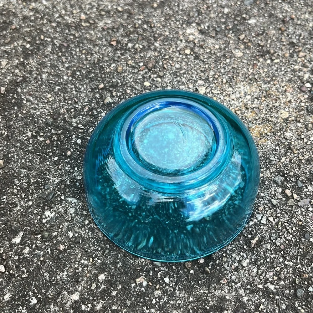 New Martinsville Glass Queen Anne Blue Vintage Powder Puff Box with‎ Lid
